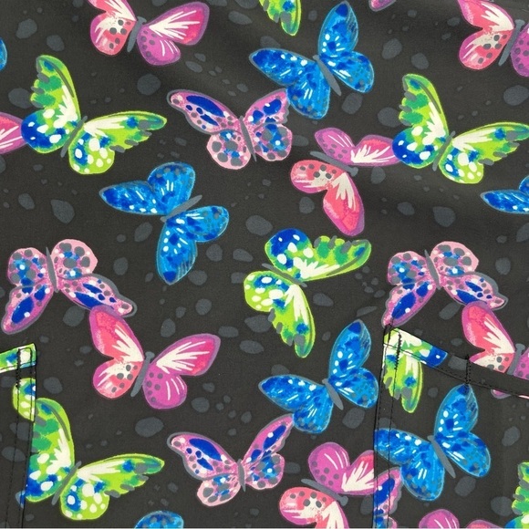 Scrubstar Women’s Size Medium Black Butterfly Scrub Top stretch NWT - Picture 10 of 10